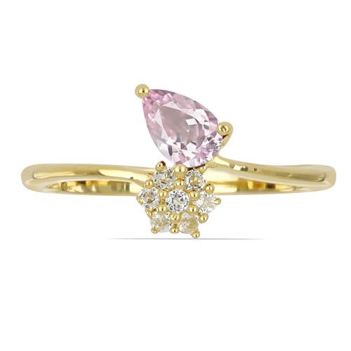 BUY NATURAL PINK AMETHYST GEMSTONE CLASSIC RING IN STERLING SILVER